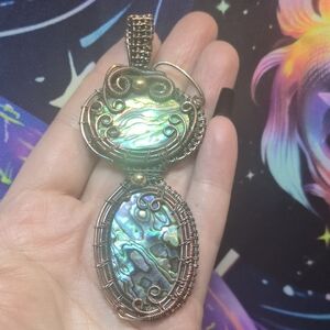 Handcrafted Abalone Wire Wrapped Pendant